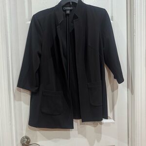 Jones New York Black Open-Front Blazer with Patch Pockets